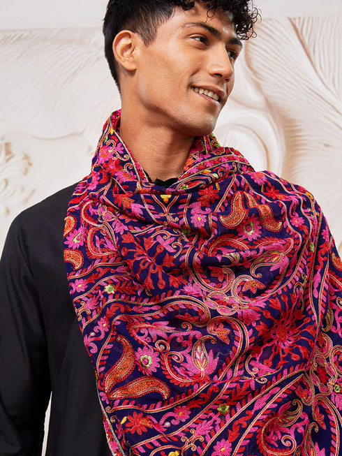 Men's Black Viscose Kurta, Pyjama And Dupatta Set.
